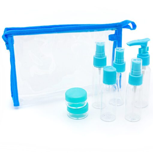 Set of Travel Bottles with Toiletry Piece 8pcs Blue