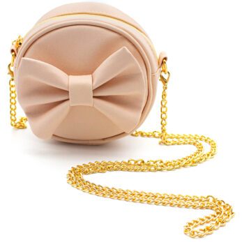 Shoulder bag with Bow and Beige Metal Chain