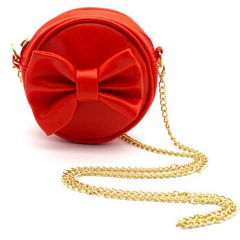 Shoulder bag with Bow and Metal Chain Red
