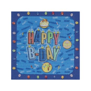 Happy Birthday B-day Napkins Blue 20pcs