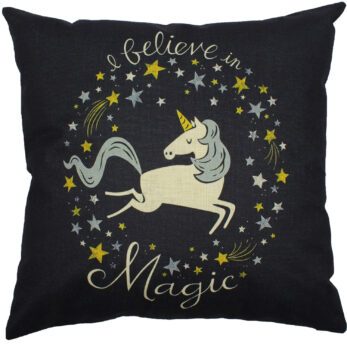 Decorative Pillow Black Unicorn 45x45cm