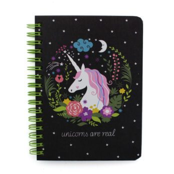 Unicorn Notebook “Unicorns are real” Black A5