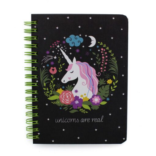 Unicorn Notebook “Unicorns are real” Black A5