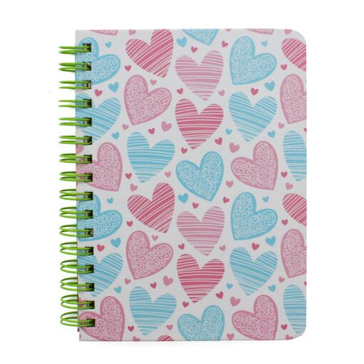Spiral Notebook “Hearts” Blue-Pink A5