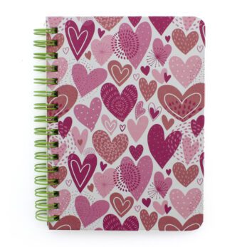 Σπιράλ Σημειωματάριο “Καρδιές” Ροζ Α5