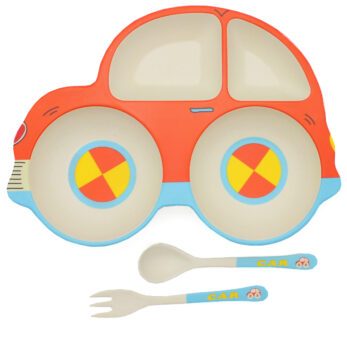 Οικολογικό Σετ Φαγητού για παιδιά Αυτοκινητάκι Πορτοκαλί