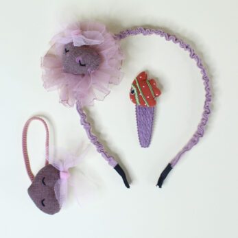 Set of Pieces 3pcs Heart with Fish Purple