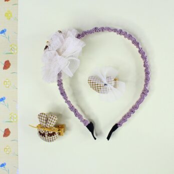 Stack Set 3pcs Purple with Heart & Plaid Bunny